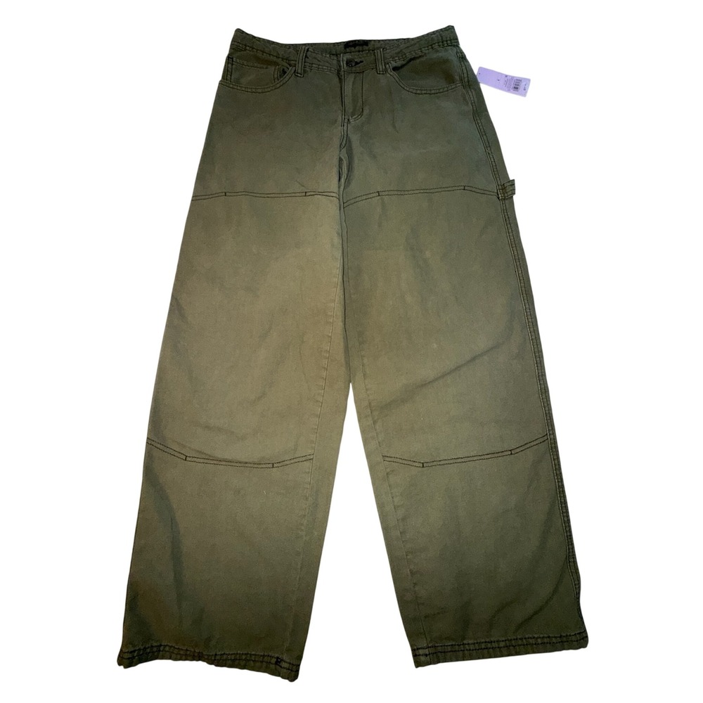 Wild Fable Olive Green Wide Leg Carpenter Pants Womens 6 NWT Workwear Utility